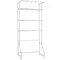White Carbon Steel Over-Washer Dryer Storage Shelf with Hooks and Hanging Rod